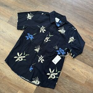 NWT Katin Iggy Shirt Floral‎ Hibiscus Navy Blue Men's Sz L Camp Outdoors Nature
